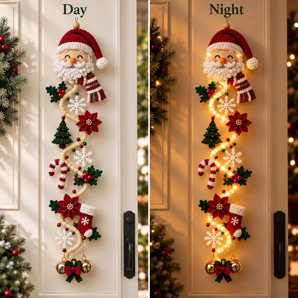 Festive Lighted Christmas Door Display