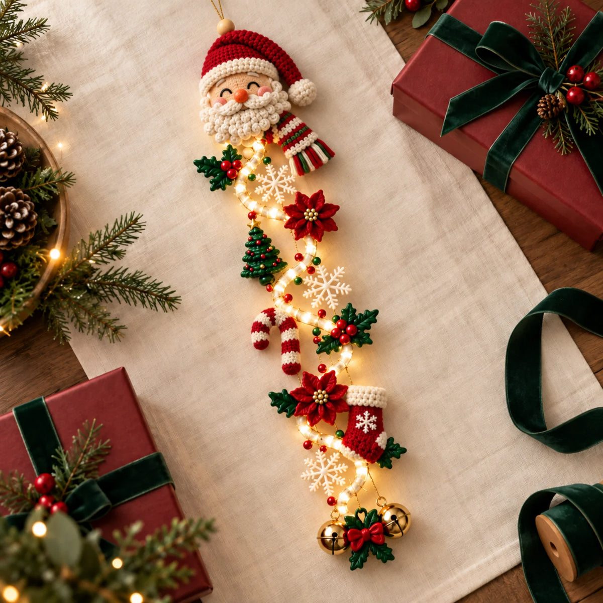 Festive Lighted Christmas Door Display