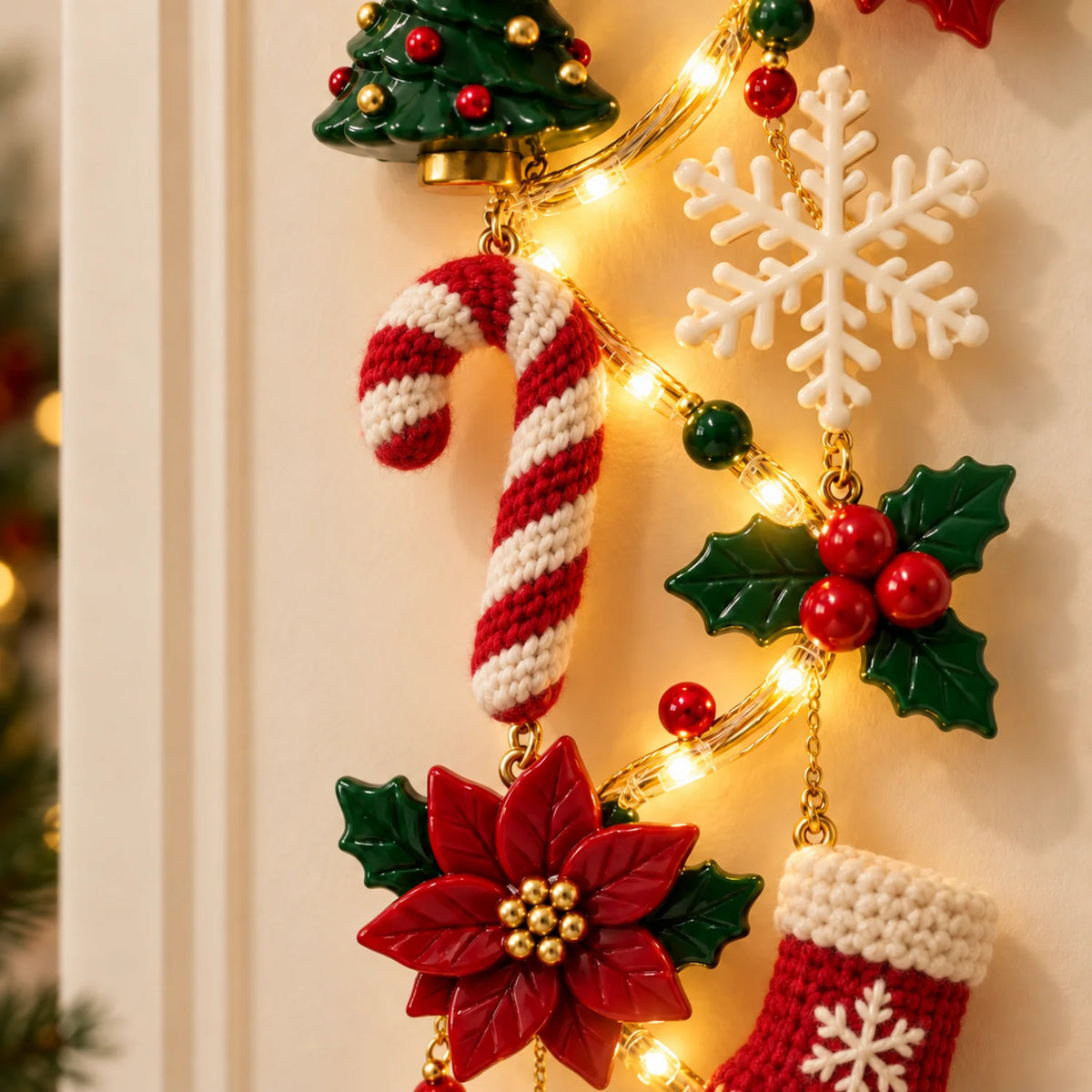 Festive Lighted Christmas Door Display