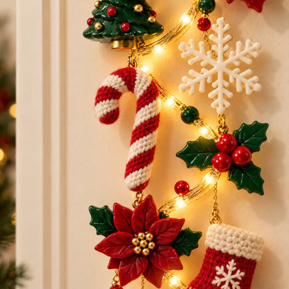 Festive Lighted Christmas Door Display