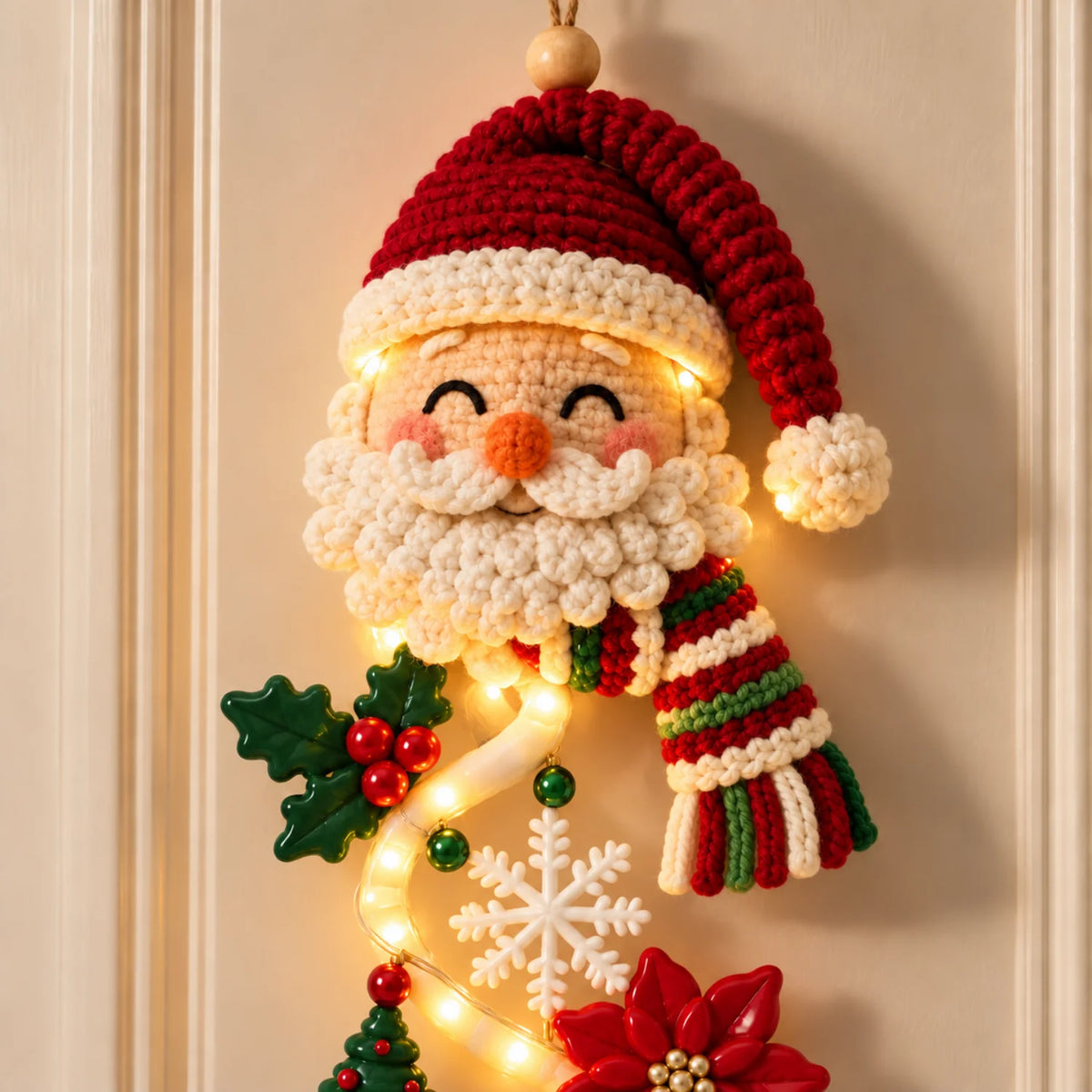 Festive Lighted Christmas Door Display