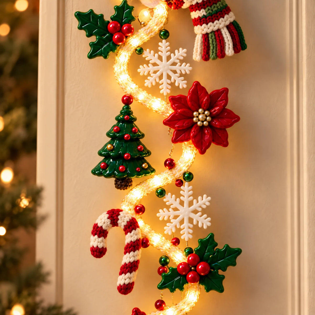 Festive Lighted Christmas Door Display