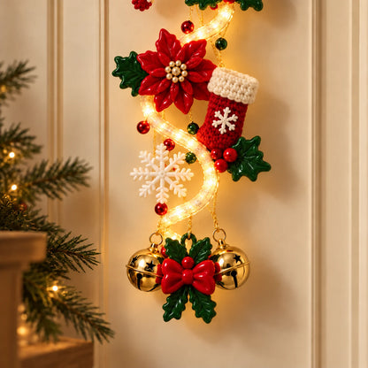 Festive Lighted Christmas Door Display